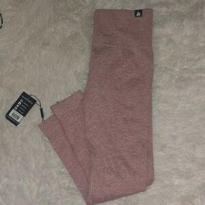 Ryderwear Pink Ribbed Seamless High-Waisted Leggings